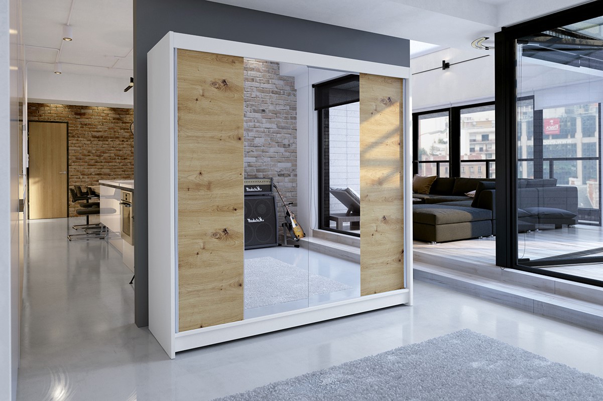 Šatníková skriňa TALLYA 2 biela/ dub artisan Šatníková skriňa TALLYA 2 biela/ dub artisan