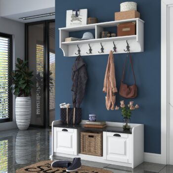 TOVELO predsieňová zostava, biela/mramor