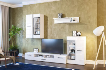 TYKO obývacia stena, biela/biely lesk