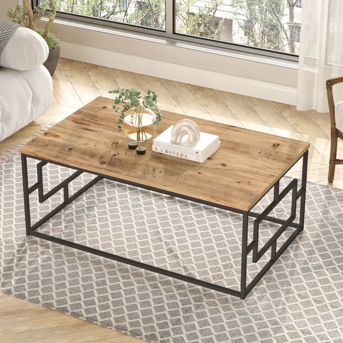 VEGY 12 loftový konferenčný stolík, borovica/čierny kov VEGY 12 loftový konferenčný stolík, borovica/čierny kov