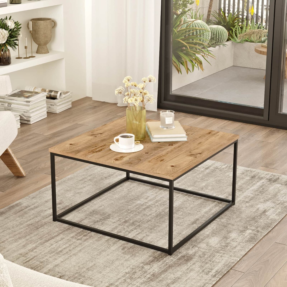 VEGY 13 loftový konferenčný stolík, farba borovica/čierny kov VEGY 13 loftový konferenčný stolík, farba borovica/čierny kov