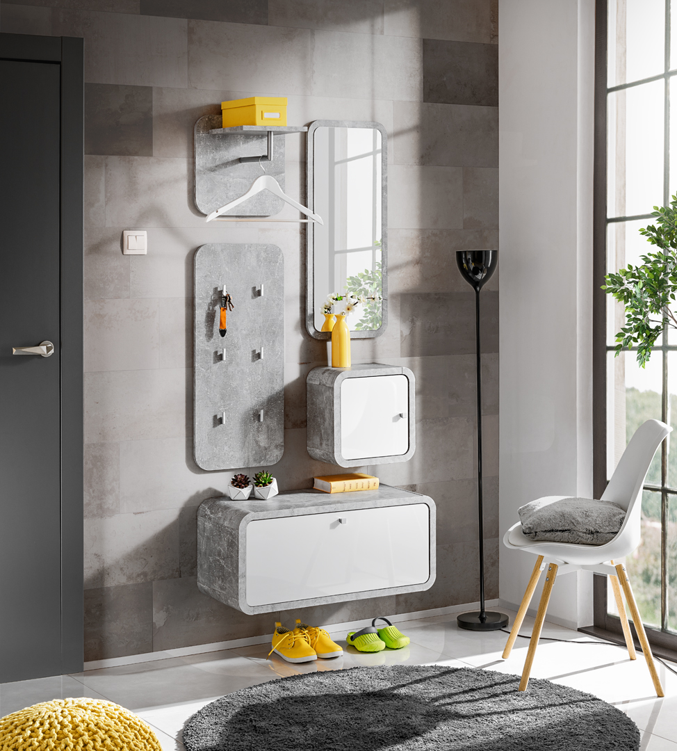 VELIERO predsieň, biely lesk/sivá VELIERO predsieň, biely lesk/sivá