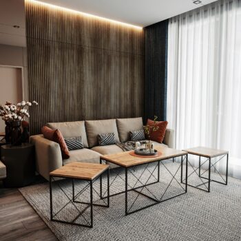 VELMA sada konferenčných stolíkov, borovica Atlantic / čierna