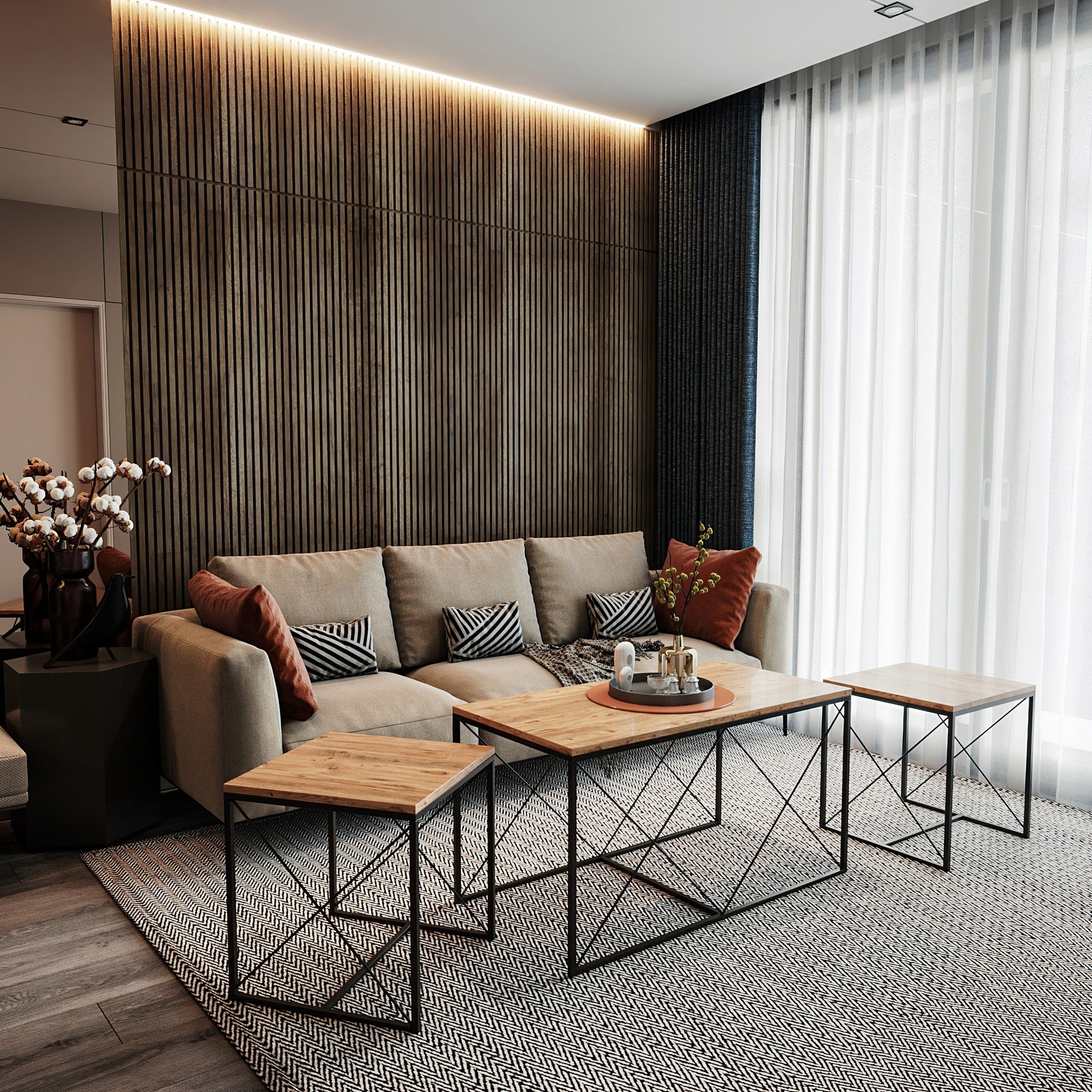 VELMA sada konferenčných stolíkov, borovica Atlantic / čierna VELMA sada konferenčných stolíkov, borovica Atlantic / čierna