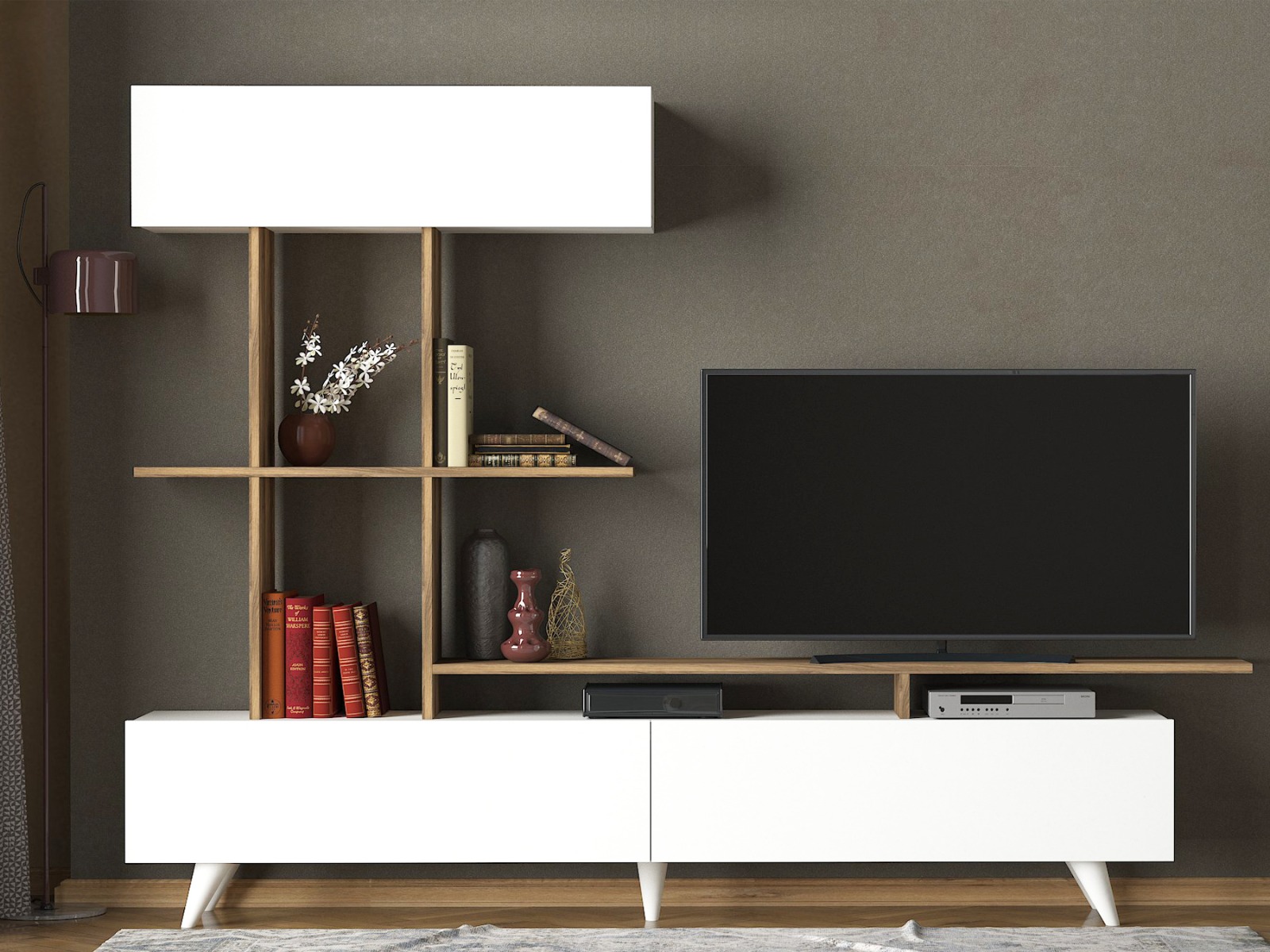 VIOLA TV stena, biela / orech VIOLA TV stena, biela / orech