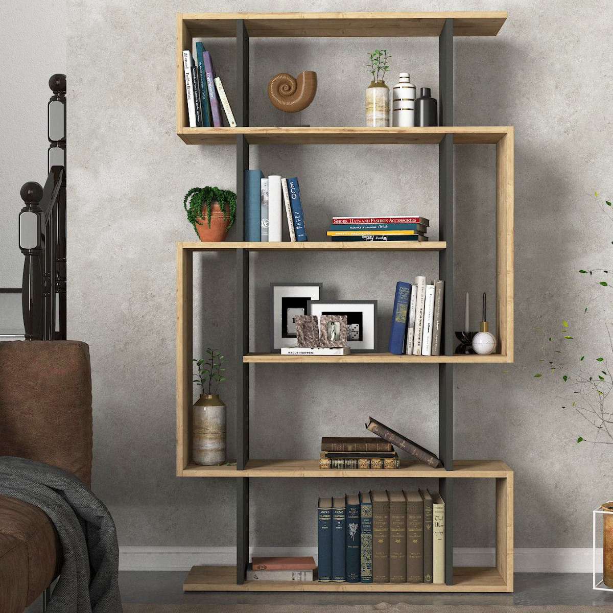 WANDA regál, sapphire / antracit WANDA regál, sapphire / antracit