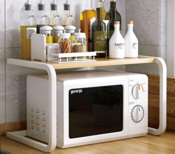 WAVE policový regál na mikrovlnku, biela/dub Sonoma