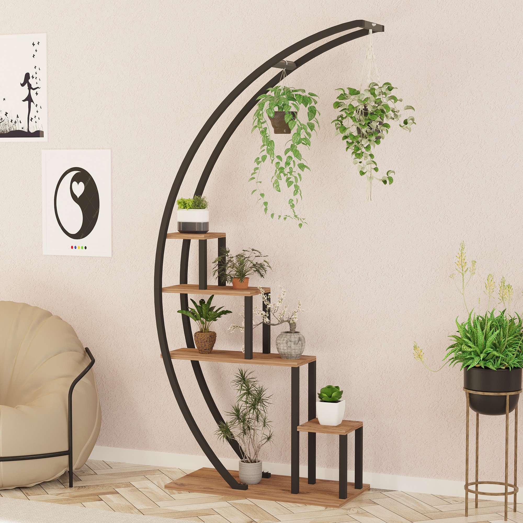 WISP stojan na kvety borovica Atlantic / čierna WISP stojan na kvety borovica Atlantic / čierna