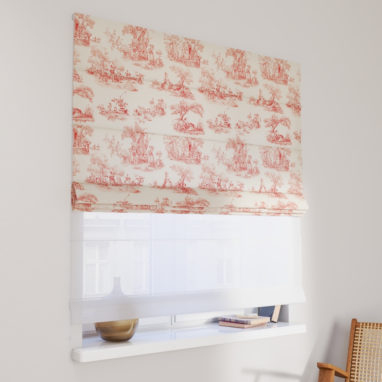 DUO Rímska roleta, bordový vzor na svetlobéžovom podklade, Avinon, 132-15 DUO Rímska roleta, bordový vzor na svetlobéžovom podklade, Avinon, 132-15