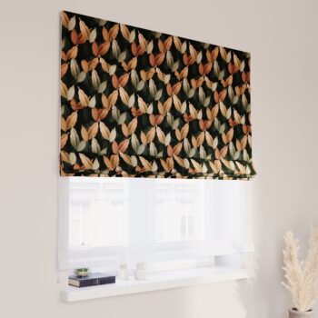 DUO Rímska roleta, borskyňovo - hnedé listy na čiernom pozadí, Abigail, 143-21