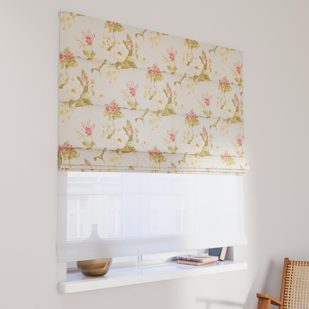 DUO Rímska roleta, duże kwiaty na niebieskim tle, Londres, 143-86 DUO Rímska roleta, duże kwiaty na niebieskim tle, Londres, 143-86