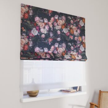 DUO Rímska roleta, farebné kvety na tmavom pozadí, Gardenia, 161-02