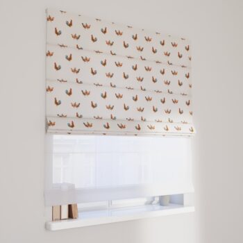 DUO Rímska roleta, hnedé kohúty na krémovom podklade, Flowers, 141-80