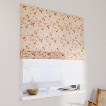 DUO Rímska roleta, jemané ružové kvety na svetlom ľanovom podklade, Londres, 143-88