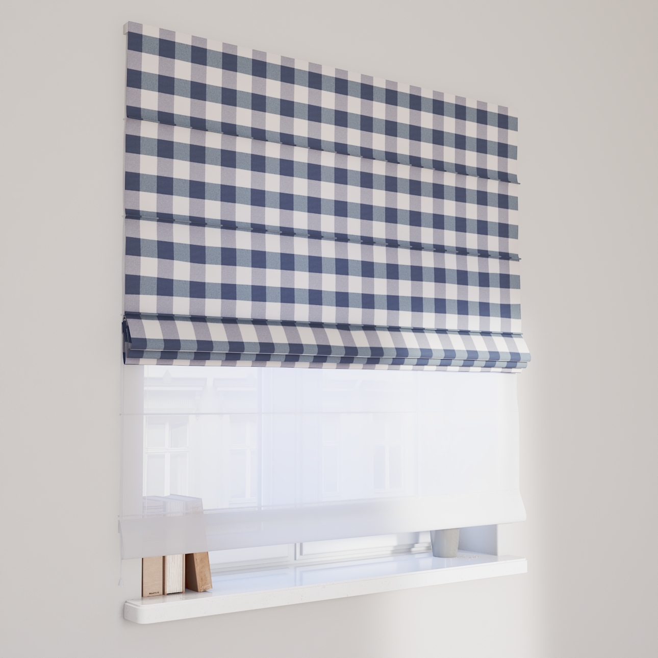 DUO Rímska roleta, modro - biele veľké káro, Quadro, 136-03 DUO Rímska roleta, modro - biele veľké káro, Quadro, 136-03