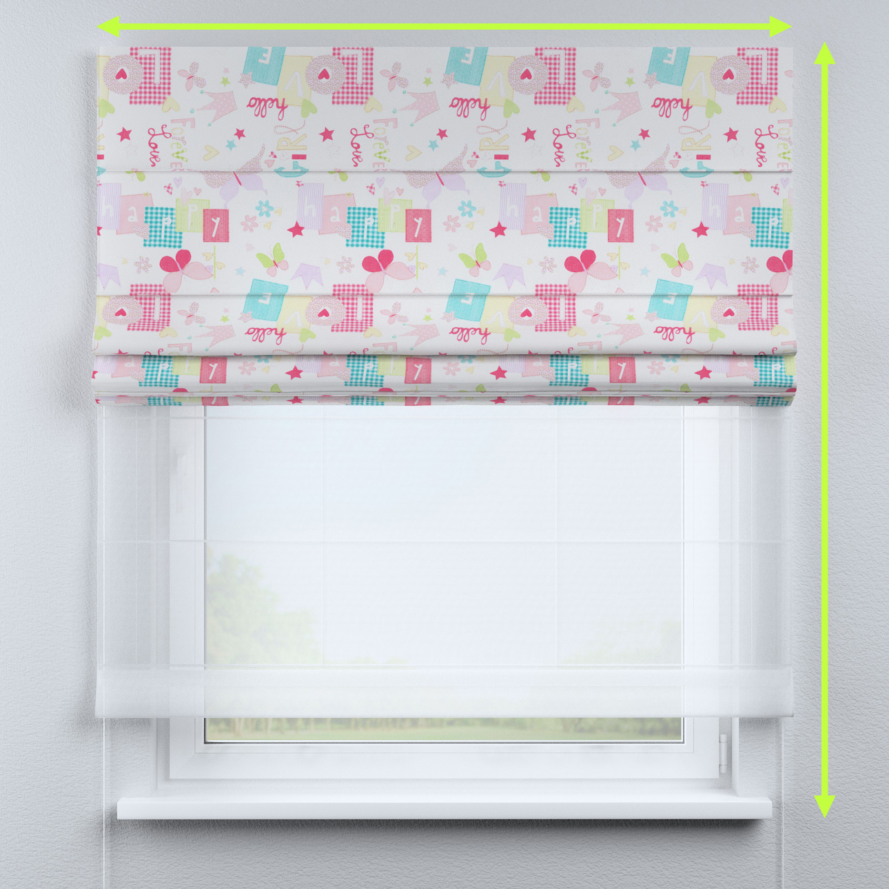 DUO Rímska roleta, pastelové vzory na bielom podklade, Výpredaj, 141-51 DUO Rímska roleta, pastelové vzory na bielom podklade, Výpredaj, 141-51