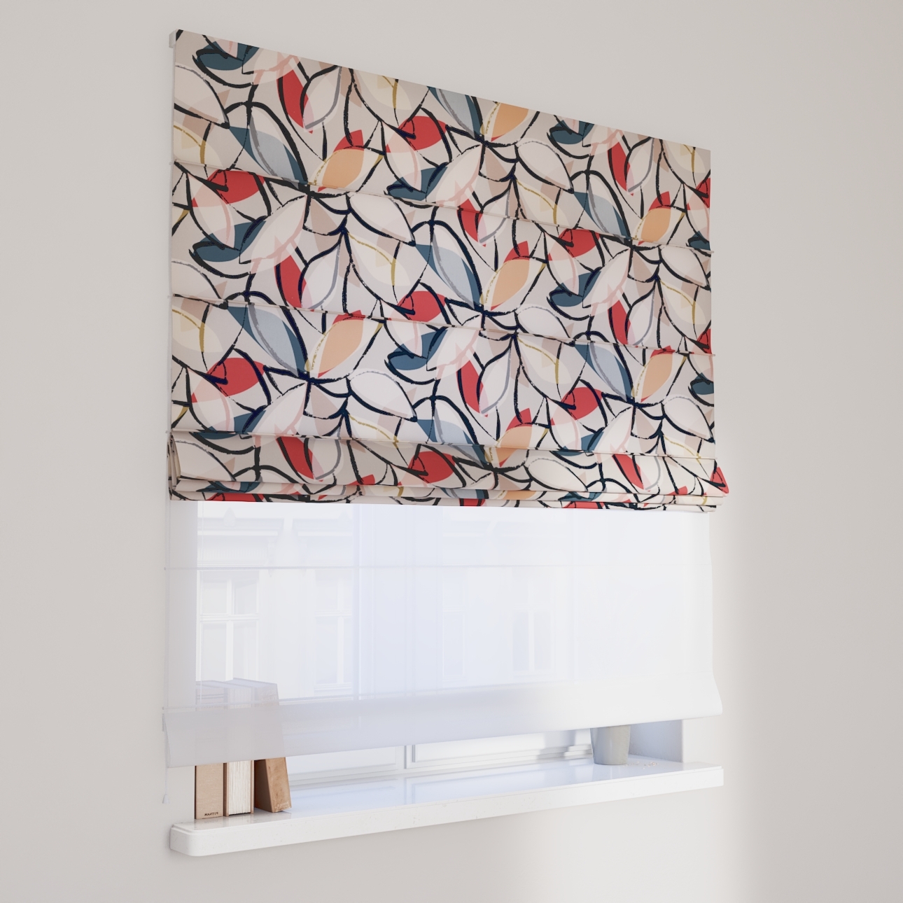 DUO Rímska roleta, ružové a sivé kvetinové motívy, Eden, 144-21 DUO Rímska roleta, ružové a sivé kvetinové motívy, Eden, 144-21