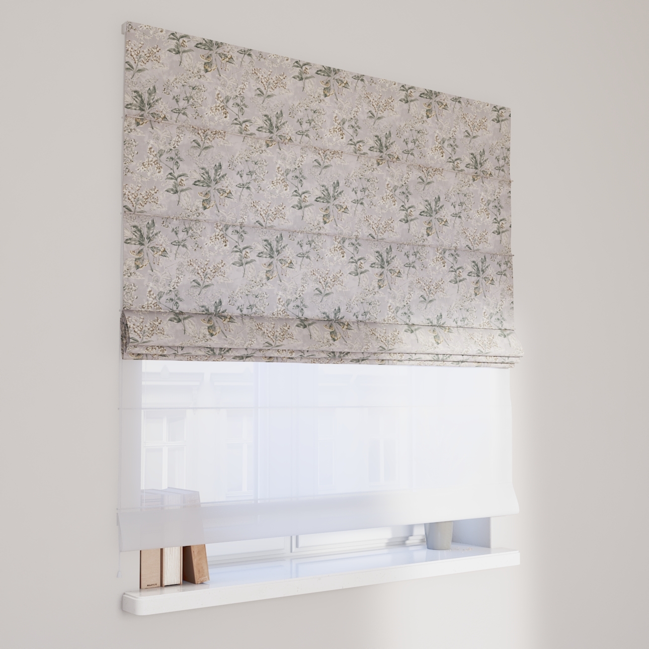 DUO Rímska roleta, sivo - béžové rastliny na sivom podklade, Londres, 143-37 DUO Rímska roleta, sivo - béžové rastliny na sivom podklade, Londres, 143-37