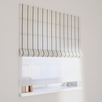 DUO Rímska roleta, svetlo a tmavomodrý pásik na svetlobéžovom podklade, Avinon, 129-66