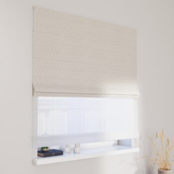 DUO Rímska roleta, trojuholníky na béžovo-ľanovom podklade, Sunny, 143-49