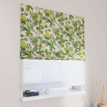 DUO Rímska roleta, zeleno - červené rastliny na bielom podklade, Tropical Island, 143-69