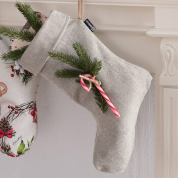 Darčeková ponožka, šedo - béžový šenil, 29 x 18 x 39 cm, City, 704-80