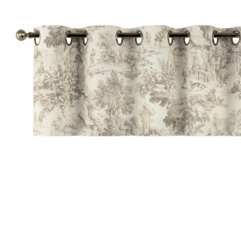 Krátky záves na kolieskach, ecru pozadie, béžové postavy, 390 x 40 cm, Avinon, 144-53