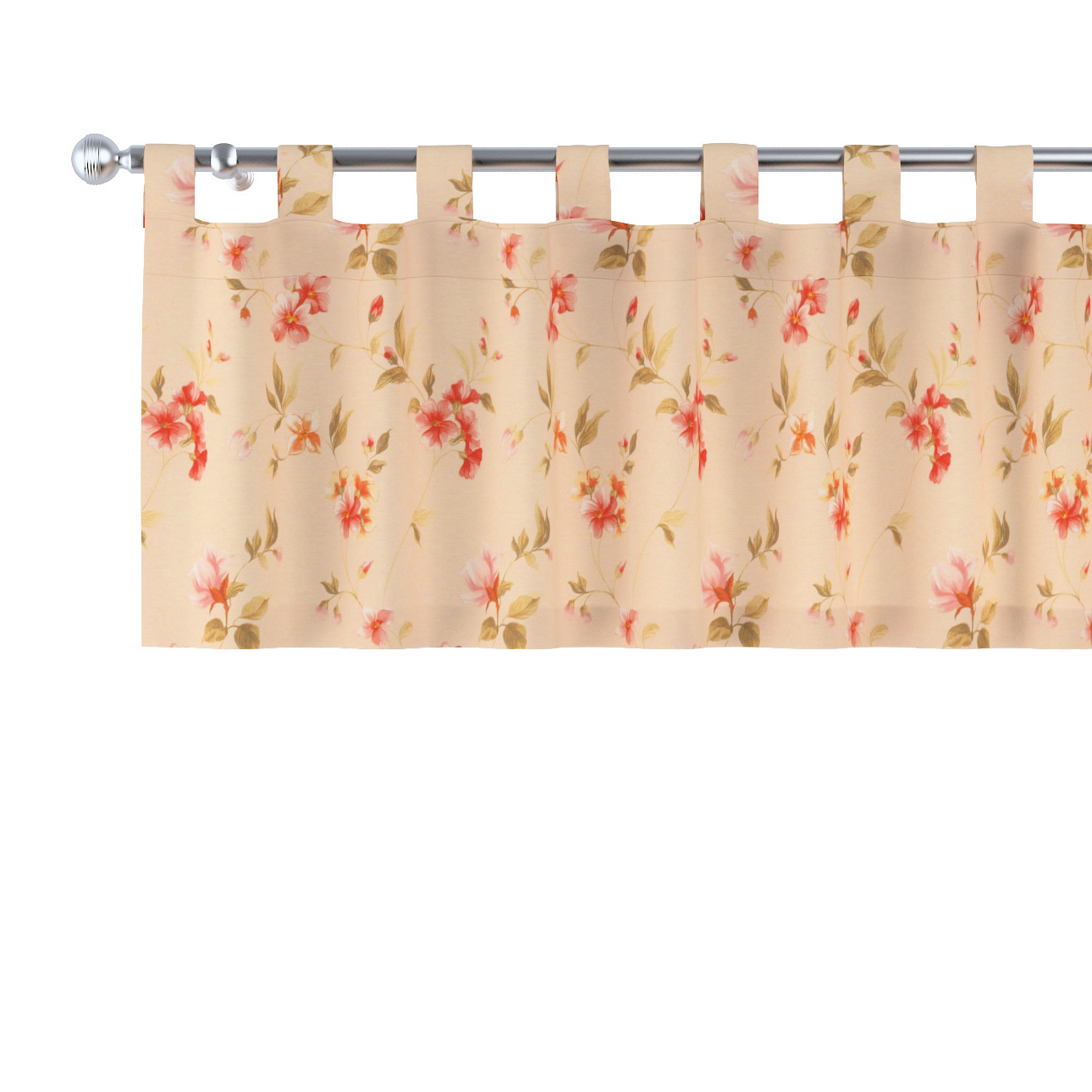 Krátky záves na pútkach, jemané ružové kvety na svetlom ľanovom podklade, 390 x 40 cm, Londres, 143-88 Krátky záves na pútkach, jemané ružové kvety na svetlom ľanovom podklade, 390 x 40 cm, Londres, 143-88