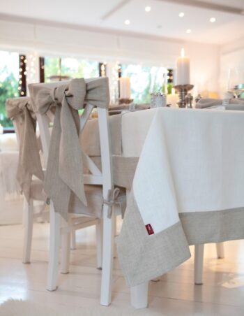 Obrus English Garden s širokým lemom, biela, 130 x 210 cm, Linen, 392-04