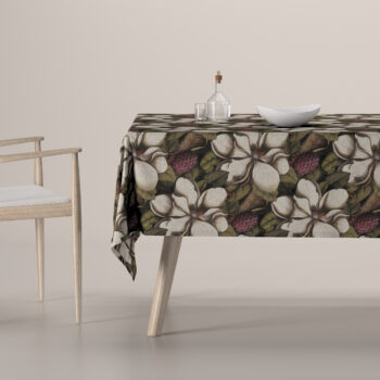 Obrus na stôl obdĺžnikový, béžový a zelený kvetinový motív, Eden, 144-24