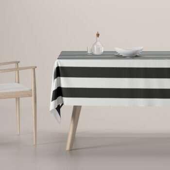 Obrus na stôl obdĺžnikový, bielo-čierne pásy, Vintage 70's, 137-53