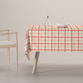 Obrus na stôl obdĺžnikový, bordové káro na svetlobéžovom podklade, Avinon, 131-15