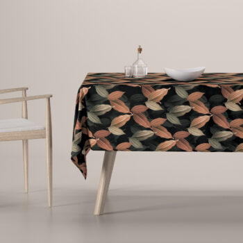 Obrus na stôl obdĺžnikový, borskyňovo - hnedé listy na čiernom pozadí, Abigail, 143-21