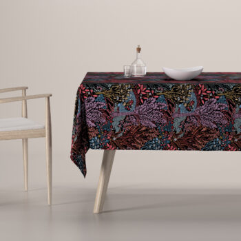 Obrus na stôl obdĺžnikový, farebný kvetinový motív na čiernom pozadí, Intenso Premium, 144-26