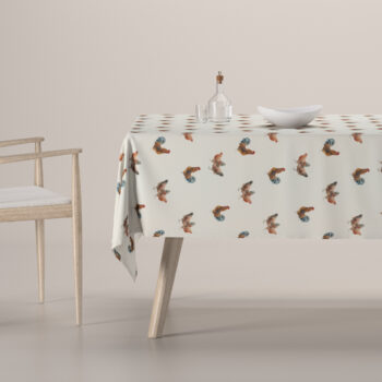 Obrus na stôl obdĺžnikový, hnedé kohúty na krémovom podklade, Flowers, 141-80