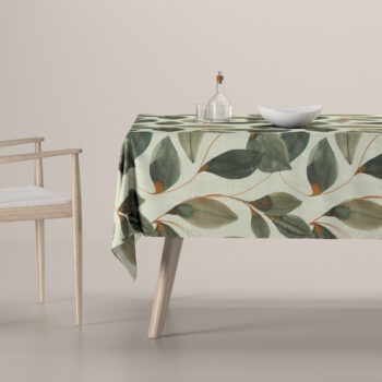 Obrus na stôl obdĺžnikový, pomarančovo - hnedé listy na sivom plátne, Abigail, 143-17