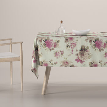 Obrus na stôl obdĺžnikový, ružovo-béžové ruže na krémovom podklade, Londres, 141-07