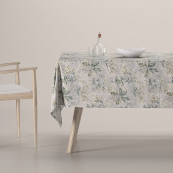 Obrus na stôl obdĺžnikový, sivo - béžové rastliny na sivom podklade, Londres, 143-37