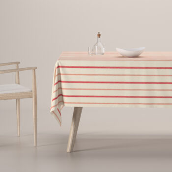 Obrus na stôl obdĺžnikový, svetlo a tmavo bordový pásik na svetlobéžovom podklade , Avinon, 129-15