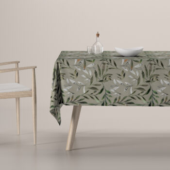 Obrus na stôl obdĺžnikový, zelené vetvy na sivom pozadí, Eden, 144-23