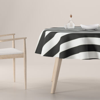 Obrus okrúhly, bielo-čierne pásy, Vintage 70's, 137-53