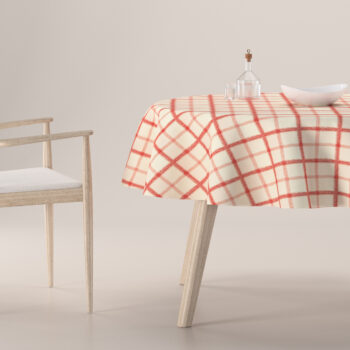 Obrus okrúhly, bordové káro na svetlobéžovom podklade, Avinon, 131-15