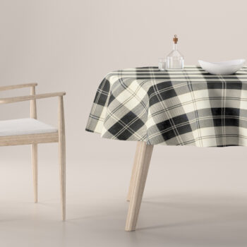 Obrus okrúhly, čierno - biele káro, Edinburg, 115-74