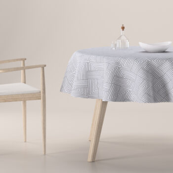 Obrus okrúhly, geometrické sivé vzory, Sunny, 143-45