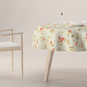 Obrus okrúhly, jemné ružovozelené kvety na zelenkavomodrom podklade, Londres, 143-89