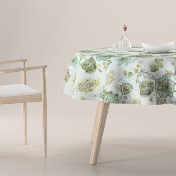 Obrus okrúhly, kvety na béžovo - sivom podklade, Flowers, 143-67