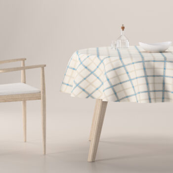 Obrus okrúhly, modré káro na svetlobéžoom podklade, Avinon, 131-66