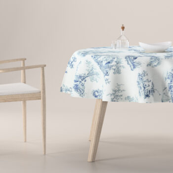 Obrus okrúhly, modrý vzor na svetlobéžovom podklade, Avinon, 132-66