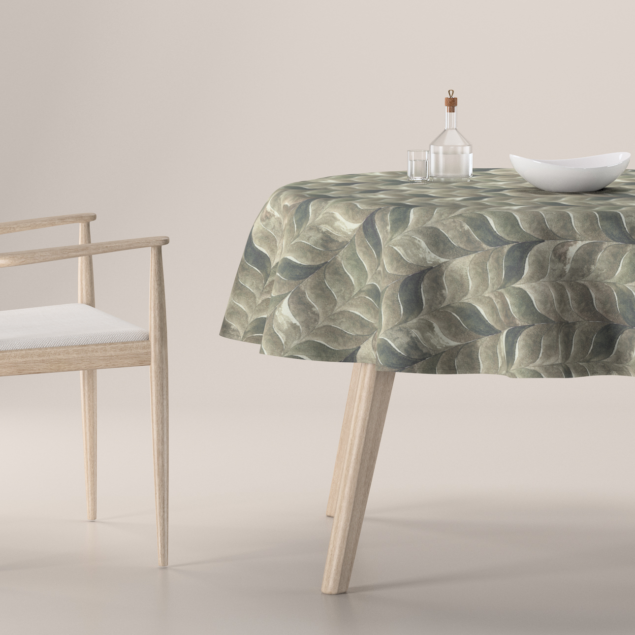 Obrus okrúhly, odtiene hnedej, béžovej a zelenej, Abigail, 143-12 Obrus okrúhly, odtiene hnedej, béžovej a zelenej, Abigail, 143-12