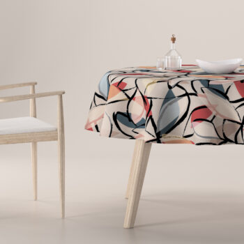 Obrus okrúhly, ružové a sivé kvetinové motívy, Eden, 144-21